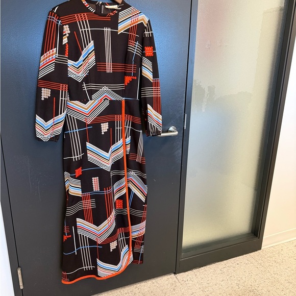 Joan Curtis size 12 (fits size 8-10) Long Sleeve Bishop Dress Geometric Pattern - Picture 2 of 15